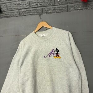 Mickey & Co Gray Mickey Mouse Embroidered Sweatshirt XL 50/50 Cotton Polyester